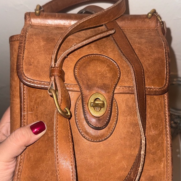 Vintage coach murphy crossbody bag British tan leather flap purse - Picture 14 of 16